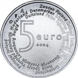 HOLANDA 5 EUROS 2004 AMPLIACION DE EUROPA KM.252 MONEDA DE PLATA SC Netherlands 0,37 ONZAS