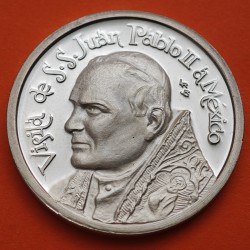 . @ESCASA@ MEXICO 1 ONZA 1979 VIRGEN DE GUADALUPE - VISITA de PAPA JUAN PABLO II MEDALLA PLATA PURA