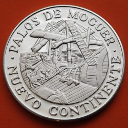 MEXICO 1 ONZA 1990 NUEVO CONTINENTE PALOS DE MOGUER - COLUMNARIO MEDALLA DE PLATA PURA 999 Mejico silver OZ MONEDA