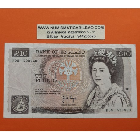 . @PVP NUEVO 135€@ INGLATERRA 10 LIBRAS 1975 REINA ISABEL II y FLORENCE NIGHTINGALE Firma PAGE Pick 379A BILLETE CIRCULADO