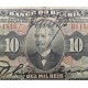 . @MUY RARO@ BRASIL 10000 REIS 1923 RODRIGUEZ ALVES + FIRMA + ESTAMPA 2ª Pick 114.A BILLETE MUY CIRCULADO Brazil