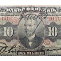 . @MUY RARO@ BRASIL 10000 REIS 1923 RODRIGUEZ ALVES + FIRMA + ESTAMPA 2ª Pick 114.A BILLETE MUY CIRCULADO Brazil