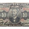 . @MUY RARO@ BRASIL 10000 REIS 1923 RODRIGUEZ ALVES + FIRMA + ESTAMPA 2ª Pick 114.A BILLETE MUY CIRCULADO Brazil