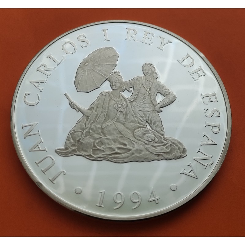 5 ONZAS x ESPAÑA 10000 PESETAS 1994 GOYA EL PARASOL CULTURA y NATURALEZA @RAYITAS@ MONEDA DE PLATA Cincuentín SI CERTIFICADO