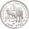 ESPAÑA 2000 PESETAS 1996 LOBOS SALVAJES 3ª SERIE CULTURA y NATURALEZA PLATA PROOF CÁPSULA FNMT Spain silver