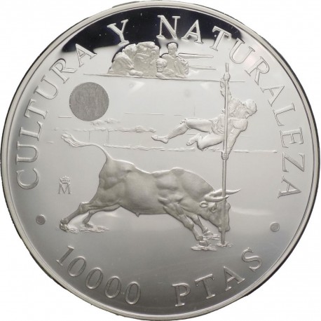 . 5 ONZAS + CÁPSULA x ESPAÑA 10000 PESETAS 1994 GOYA EL PARASOL 1ª Serie CULTURA y NATURALEZA MONEDA DE PLATA Cincuentín