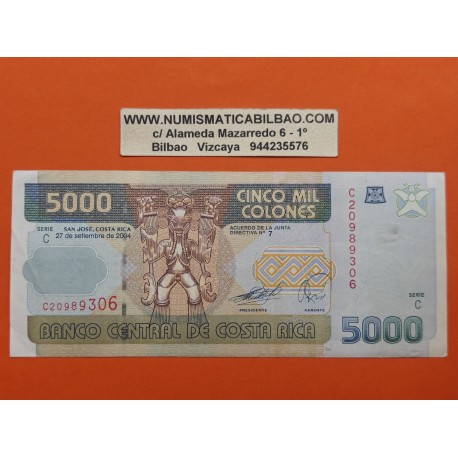 . @PVP NUEVO 79€@ COSTA RICA 5000 COLONES 2004 CHAMÁN e ARTE INDÍGENA Pick 268.AA BILLETE MBC BANKNOTE