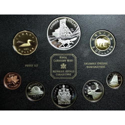 CANADA 2003 PRESTIGE SET 1+5+10+25+50 Cts. + 1 Dolar GANSO + 1 DOLAR 2003 LOBO PLATA + 2 DOLARES OSO PLATA y ORO
