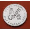 BERMUDA 1 DOLAR 1972 SILVER WEDDING - REINA ISABEL II KM.22.A MONEDA DE PLATA PROOF + RAYITAS Queen ELIZABETH II silver