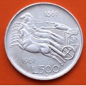 ITALIA 500 LIRAS 1961 CUADRIGA CENTENARIO DE LA UNIFICACION KM.98 MONEDA DE PLATA MBC+ Italy 500 Lire silver