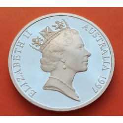 1 onza x AUSTRALIA 5 DOLARES 1997 BARCO DE VAPOR - ISABEL II KM.545 MONEDA DE PLATA PROOF River Steamboat