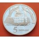1 onza x AUSTRALIA 5 DOLARES 1997 BARCO DE VAPOR - ISABEL II KM.545 MONEDA DE PLATA PROOF River Steamboat