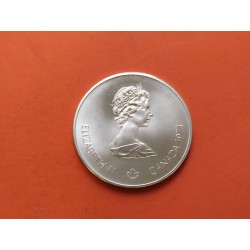 CANADA 5 DOLARES 1974 XXI OLIMPIADA DE MONTREAL 76 INDIO EN CANOA KM.92 MONEDA DE PLATA SC Canoeing