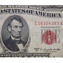 . @RED SEAL - NO MOTTO@ ESTADOS UNIDOS 5 DOLARES 1953 B ABRAHAM LINCOLN SELLO ROJO Pick 381.B BILLETE ESCASO USA $5 Dollars