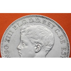@RARA - ISLAS FILIPINAS@ ESPAÑA Rey ALFONSO XIII 1 PESO 1897 SGV KM.154 MONEDA DE PLATA (DURO) Spain silver coin 5 PESETAS 1897