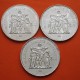 . @2,61 ONZAS DE PLATA PURA@ FRANCIA 50 FRANCOS 1974 + 1975 + 1977 HERCULES KM.941.1 EBC/SC- silver 3 MONEDAS DE PLATA