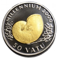 VANUATU 50 VATU 1998 MILLENIUM Año 2000 KM.33 MONEDA DE PLATA y ORO PROOF Tirada 3.000
