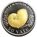 VANUATU 50 VATU 1998 MILLENIUM Año 2000 KM.33 MONEDA DE PLATA y ORO PROOF Tirada 3.000