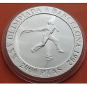 . 1 moneda + CÁPSULA x España 2000 PESETAS 1990 CESTA PUNTA 2ª Serie OLIMPIADA DE BARCELONA 1992 PLATA PROOF 0,80 ONZAS