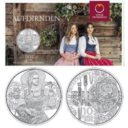 . 1 aaaaaacoin @PLATA BLISTER@ AUSTRIA 10 EUROS 2025 LINO DIRNDL Serie TRAJES TRADICIONALES 1ª MONEDA SIN CIRCULAR