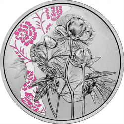 . @COLORES - PROOF@ AUSTRIA 10 EUROS 2024 FLOR PEONIA Serie THE LANGUAJE OF FLOWERS 6ª MONEDA DE PLATA ESTUCHE