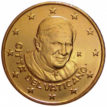 . 1 moneda x VATICANO 50 CENTIMOS 2010 PAPA BENEDICTO XVI RATZINGER LATON SC- Vatikan euro coin