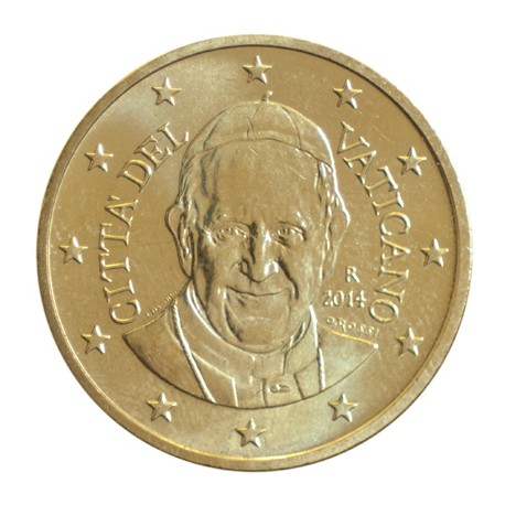 . 1 moneda x VATICANO 50 CENTIMOS 2014 PAPA FRANCISCO LATON SC- Vatikan euro coin