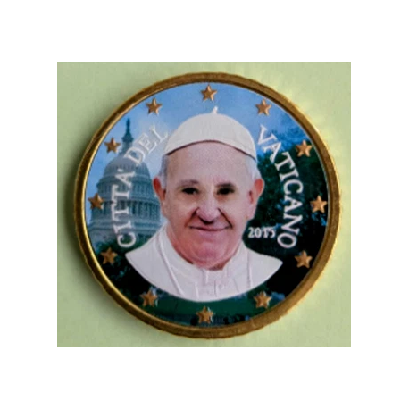 . 1 moneda @COLORES@ x VATICANO 50 CENTIMOS 2015 PAPA FRANCISCO LATON SC- Vatikan euro coin