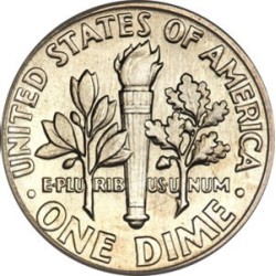ESTADOS UNIDOS 10 CENTAVOS DIME 1964 P (No Letra) ROOSVELT KM.195A MONEDA DE NICKEL SC- USA 10 Cents silver