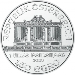 . @14/ENERO Envío@ AUSTRIA 1,50 EUROS 2026 FILARMONICA DE VIENA MONEDA DE PLATA 1 ONZA Oz Österreich silver CAPSULA