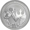 . @14/ENERO Envío@ NIUE 2 DOLARES 2025 PRINCESA LEIA y R2-D2 Robot STAR WARS MONEDA DE PLATA cápsula 1 ONZA OZ