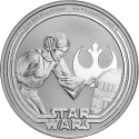 . @14/ENERO Envío@ NIUE 2 DOLARES 2025 PRINCESA LEIA y R2-D2 Robot STAR WARS MONEDA DE PLATA cápsula 1 ONZA OZ