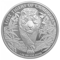 . @ENVÍO HOY@ CAMBOYA 3000 RIELS 2026 TIGRE y CRÍA MONEDA DE PLATA 1 ONZA Oz LOST TIGERS OF CAMBODIA