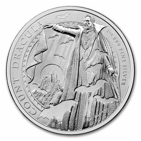 . @14/ENERO Envío@ INGLATERRA 2 LIBRAS 2026 CONDE DRÁCULA Carlos III MONEDA DE PLATA PURA Oz 1 ONZA cápsula