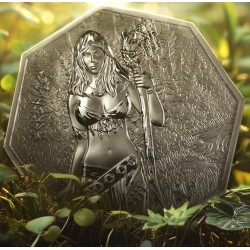 . @14/ENERO Envío@ ALEMANIA 5 MARK 2025 CURANDERA HERBALIST Serie WITCHCRAFT 2ª MEDALLA DE PLATA Germania Mint ONZA OZ