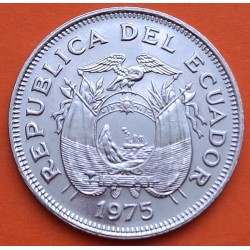 ECUADOR 1 SUCRE 1975 BUSTO JOSE DE SUCRE y ESCUDO KM.83 MONEDA DE NIKEL MBC silver coin