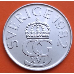 SUECIA 5 KRONOR 1982 ESCUDO y VALOR KM.853 MONEDA DE NICKEL SC- Sweden
