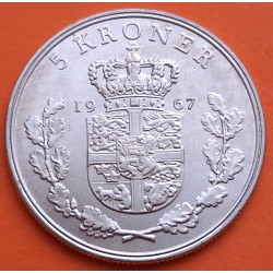 DINAMARCA 5 KRONER 1967 SS REY FREDERIK IX KM.853.1 MONEDA DE NICKEL SC- Denmark 5 Coronas