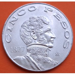 MEXICO 5 PESOS 1977 VICENTE GUERRERO KM.472 MONEDA DE NICKEL SC- Mejico Mexiko coin