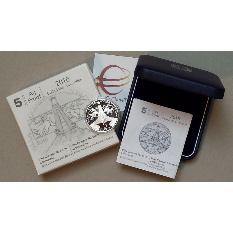 @COLORES@ ITALIA 5 EUROS 2016 CORPO MILITARE 150 ANIVERSARIO CRUZ ROJA MONEDA DE PLATA SC COINCARD