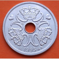 DINAMARCA 2 KRONER 1995 CORONAS REINA MARGARITA II KM.874 MONEDA DE LATON SC- Denmark 2 Coronas