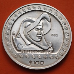 @VER FOTOS@ MEXICO 100 PESOS 1992 GUERRERO AGUILA KM.554 MONEDA DE PLATA 1 ONZA OZ silver coin R/2