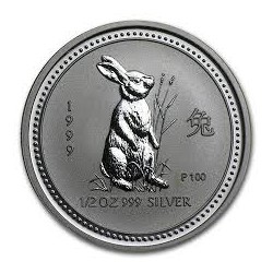 AUSTRALIA 50 CENTAVOS 1999 Año del CONEJO I Serie Lunar MONEDA DE PLATA SILVER 1/2 DOLAR ONZA HALF OZ YEAR OF THE RABBIT
