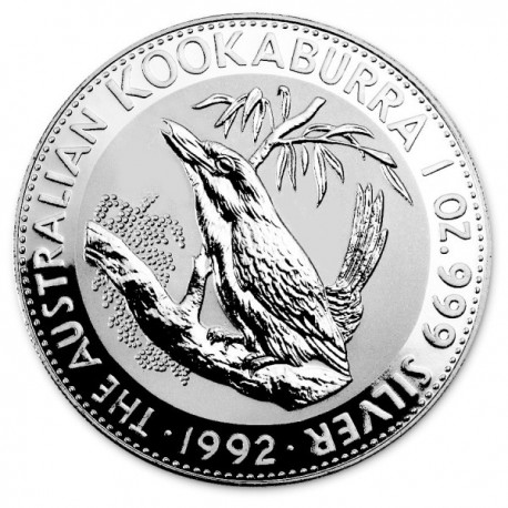 AUSTRALIA 1 DOLAR 1992 KOOKABURRA MONEDA DE PLATA PURA SC $1 Dollar Coin ONZA OZ OUNCE CAPSULA