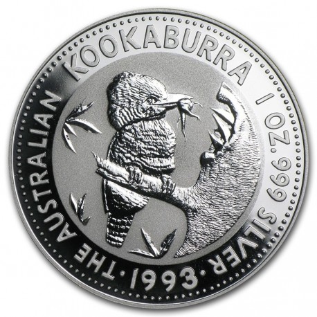 AUSTRALIA 1 DOLAR 1993 KOOKABURRA MONEDA DE PLATA PURA SC $1 Dollar Coin ONZA OZ OUNCE CÁPSULA