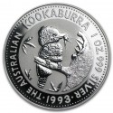 AUSTRALIA 1 DOLAR 1993 KOOKABURRA MONEDA DE PLATA PURA SC $1 Dollar Coin ONZA OZ OUNCE CÁPSULA