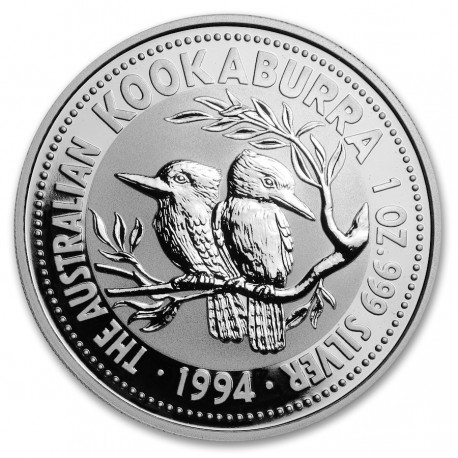 AUSTRALIA 1 DOLAR 1994 KOOKABURRA MONEDA DE PLATA PURA SC $1 Dollar Coin ONZA OZ OUNCE CAPSULA