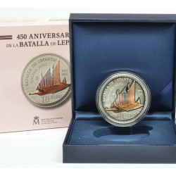 . @COLORES@ ESPAÑA 10 EUROS 2021 GALERA REAL BATALLA DE LEPANTO 450 Aniversario MONEDA DE PLATA ESTUCHE FNMT