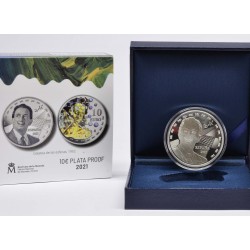 . @RARA@ ESPAÑA 10 EUROS 2021 SALVADOR DALI GALATEA DE LAS ESFERAS MONEDA DE PLATA ESTUCHE FNMT COLORES