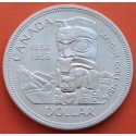 CANADA 1 DOLAR 1958 BRITISH COLUMBIA TOTEM INDIO KM.55 MONEDA DE PLATA EBC 1 Dollar silver coin